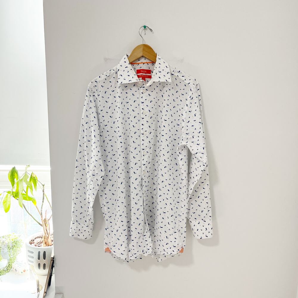 Tallia Lord & Taylor Men's Flamingo Print Button Up Mason Fit Top Size Large
